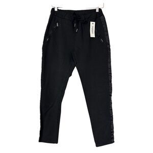 Imperio zipper ribbon athleisure pants black M new made in Italy